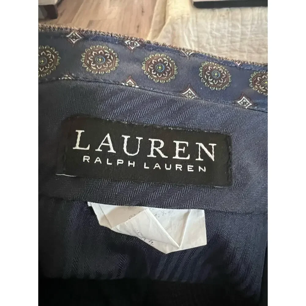 Lauren Ralph Lauren Women's Brown Plaid Flat Front‎ Pockets Dress Pants